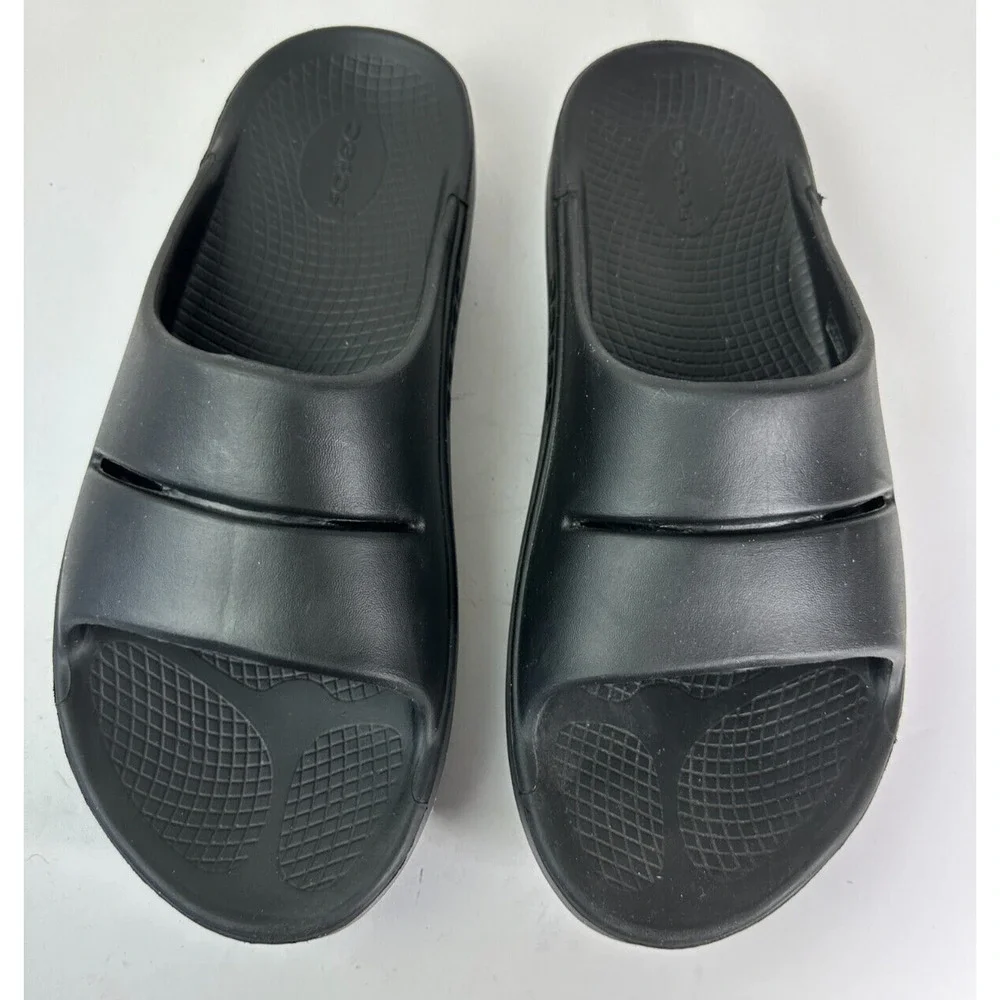 OOFOS OOahh Recovery Slides Black Slip On Sandals Mens Size 11 Women’s 13 Unisex